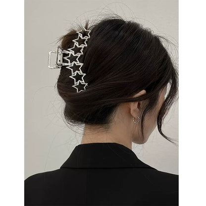 Metal Hollow Out Circle Love Heart Star Big Shark Clip for Women Girl Daily Jewelry Autumn Winter Headdress
